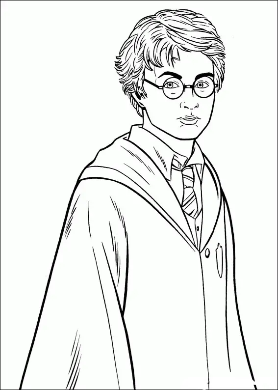 Kolorowanka Harry Potter nastolatek w mundurku Hogwartu
