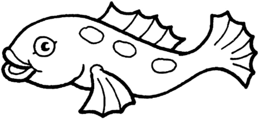 Kolorowanka ryby - ryba płynie w lewą stronę mając bardzo duże usta