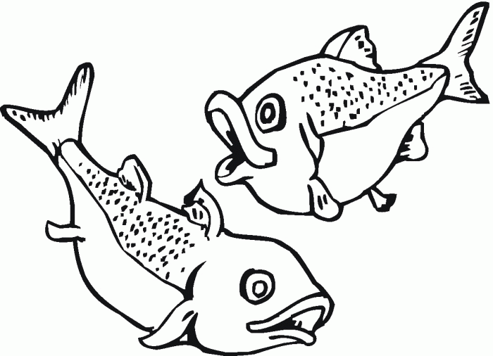 Kolorowanka ryby dwie z otwartymi paszczami płyną razem