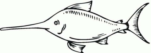 Kolorowanka ryby - ryba piła z długim dziobem