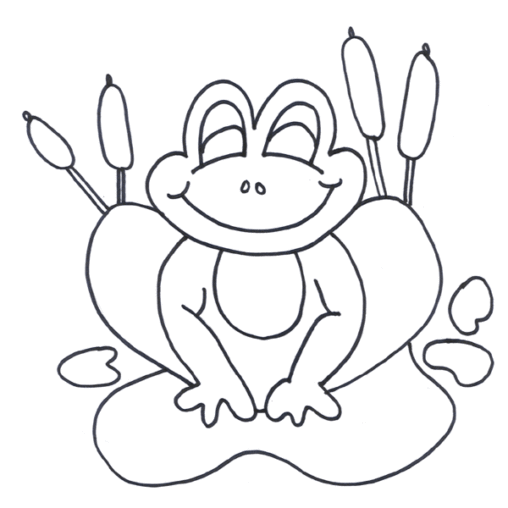 Kolorowanka żaba siedzi na liściu liliowym