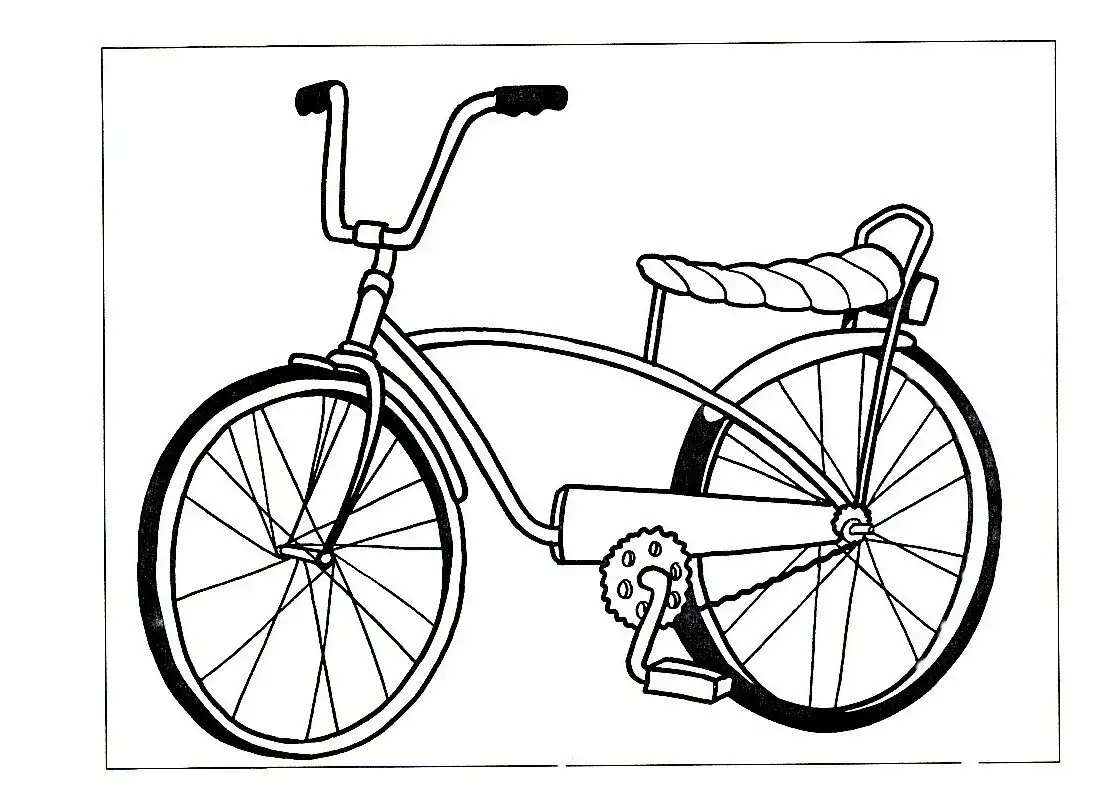 Kolorowanka rower z długim siodełkiem i cienką ramą