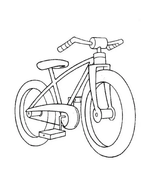 Kolorowanka rower z dużymi kołami i odgiętą do tyłu kierownicą