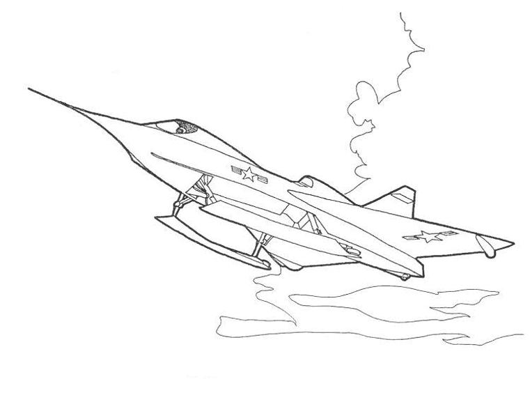 Kolorowanka samolot akrobatyczny wąski i aerodynamiczny z płozami do wodowania - widok od dołu