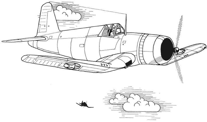 Kolorowanka samolot wojskowy myśliwiec z drugiej wojny z niskimi skrzydłami i jednym śmigłem