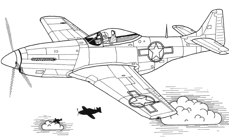 Kolorowanka samolot wojskowy myśliwiec z silnikiem śmigłowym z jednym pilotem w kabinie
