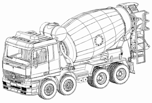 Kolorowanka tir ciężarówka betoniarka mercedes bardzo ciężka do pokolorowania