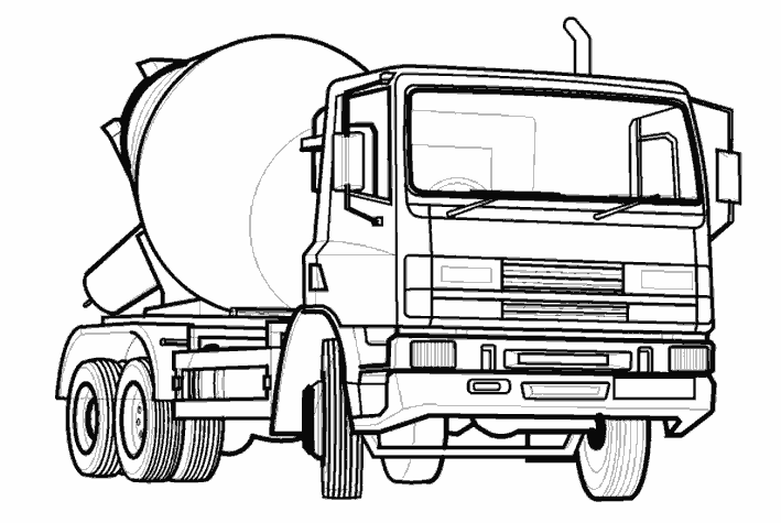 Kolorowanka tir ciężarówka betoniarka stoi pusta przodem