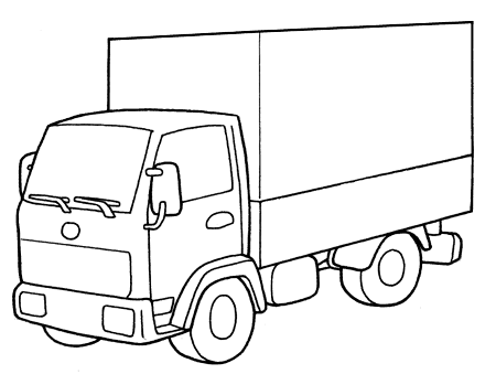 Kolorowanka tir ciężarówka z krótką kabiną i wysoką naczepą prostą do pokolorowania