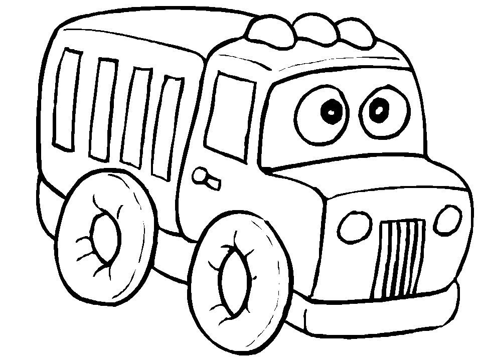 Kolorowanka tir ciężarówka z puchatymi oponami i twarzą na masce