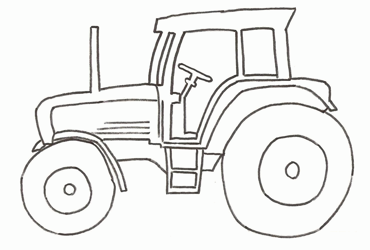 Kolorowanka traktory, traktor stoi bokiem bez kierowcy ze stopniami prowadzącymi do kabiny - ciągnik na podwyższonym zawieszeniu