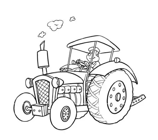 Kolorowanka traktory typowo polski traktor z otwartą kabiną i rolnikiem ciągnie bronę