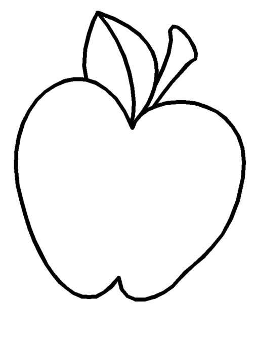 Kolorowanka jabłko bardzo proste do pokolorowania z liściem i ogonkiem