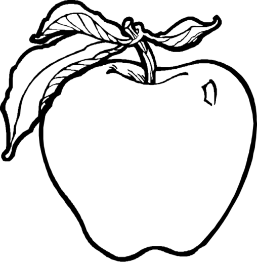 Kolorowanka jabłko duże i czyste z trzema liśćmi na ogonku