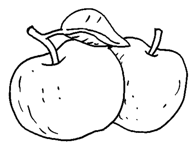 Kolorowanka jabłko dwa zmarszczone przejrzałe jabłka z ogonkami