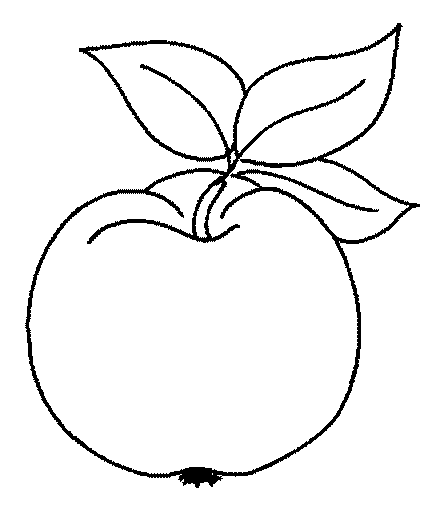 Kolorowanka jabłko okrągłe i dojrzałe z liśćmi na ogonku