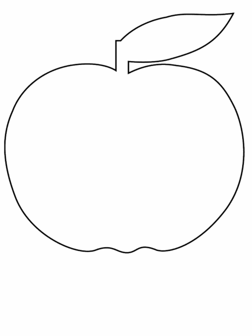 Kolorowanka jabłko symetryczne i gładkie z jednym liściem