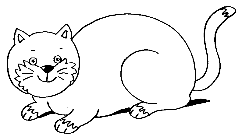 Kolorowanka kot bardzo gruby i wesoły siedzi z dużym zarostem na twarzy