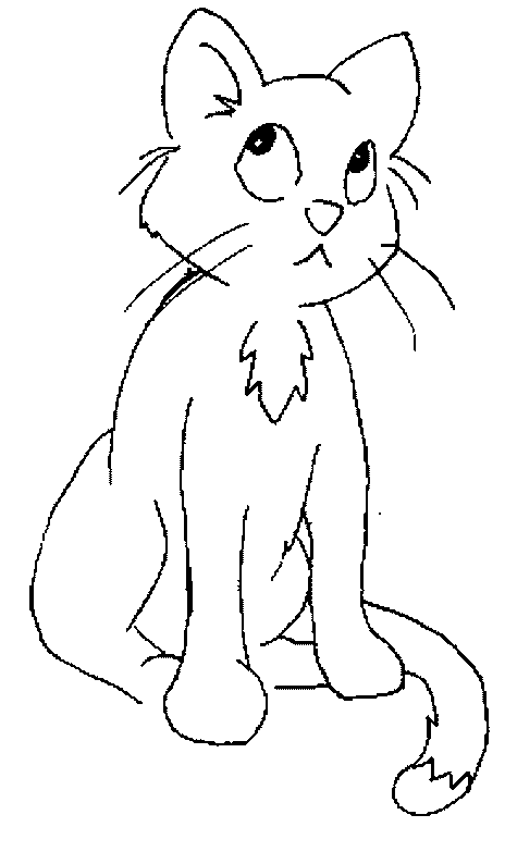 Kolorowanka kot młody z białą plamką na piersi siedzi i patrzy się zdziwiony do góry