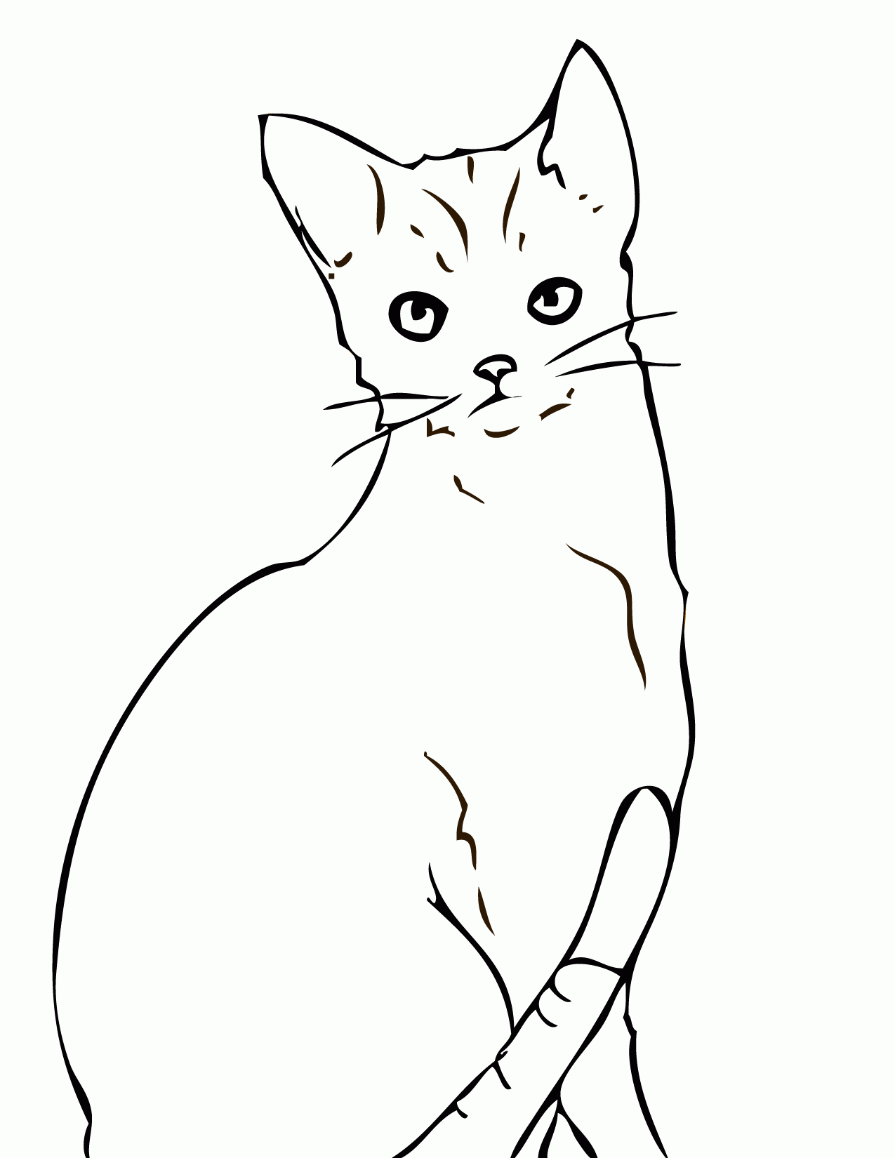 Kolorowanka kot otyły siedzi ze złą twarzą i uniesionymi uszami