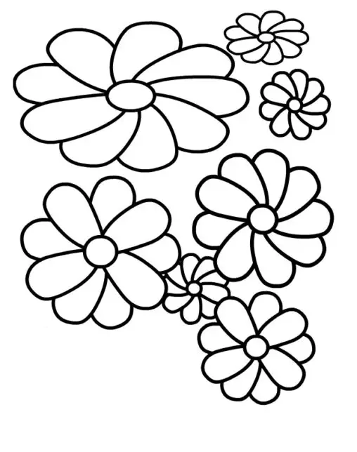 Kolorowanka kwiaty różne okrągłe i różnych rozmiarów