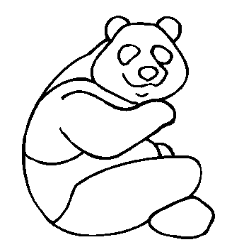 Kolorowanka panda duża siedzi zgarbiona i patrzy się w bok prosta do pokolorowania