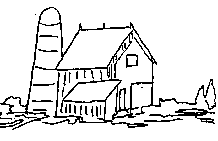 Kolorowanka dom samotny stoi na środku pola obok dużego komina