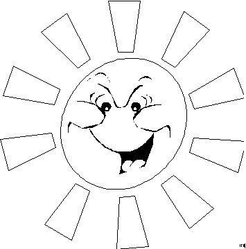 Kolorowanka Słońce złowrogo cieszy się i ma promienie w kształcie rombów