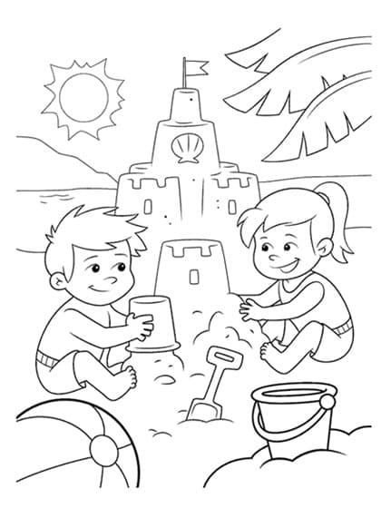 Dzieci budują zamek z piasku